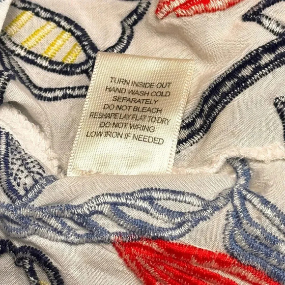 Skies Are Blue Anthropologie Floral Embroidered Blouse Off Shoulder Women’s S - Picture 9 of 9